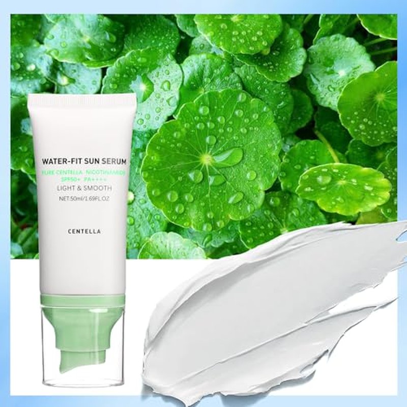 Centella Sunscreen SPF 50+, Face Sun Screen Long-Lasting Protection¡¼Moisturizing Water Fit¡½¡¼ Refreshing &Non-Greasy¡½¡¼Lightweight¡½¡¼NO White Cast - Dry Oily Skincare¡½Green ¡¿ 1