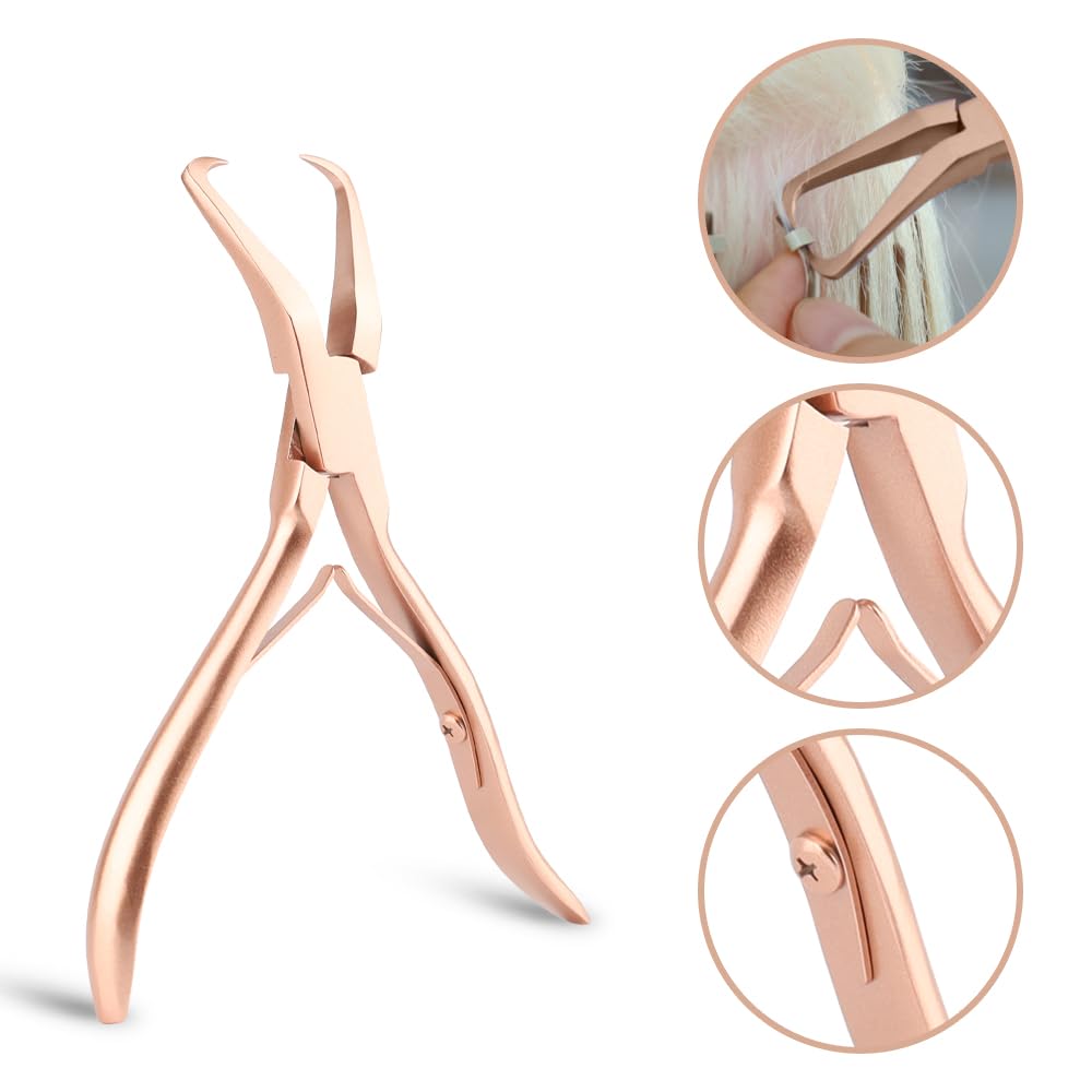 GlamorDove Hair Extension Tool Kit Microlink Pliers with Anti-slip Handle Hair Extension Beading Tool Hair Needle Pulling Hook Hair Styling Bead Closer and Remover Pliers
