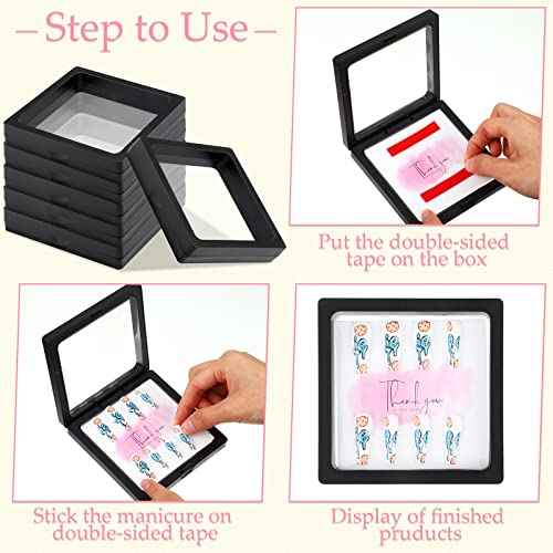meekoo 30 Pcs Press on Nail Packaging Box with 90 Pcs Adhesive Double Sided Tape Artificial Nail Display Case Storage Container Box Acrylic Packaging Organizer for Art Home Salon(Black)
