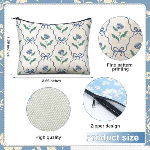 Reginary 12 PCS Grandmillennial makeup bag Travel Quilted Cosmetic Makeup Organizer Coquette Aesthetic Toiletry Bag for Women