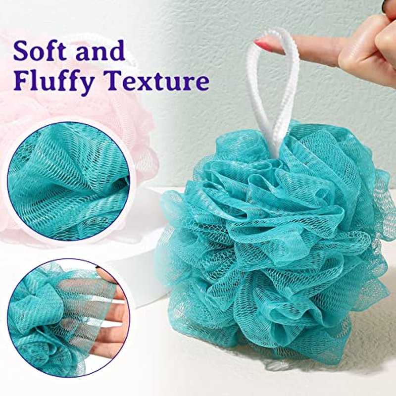 Umigy 60 Pcs Bath Sponge Shower 40g Loofahs Bulk Bath Luffas Exfoliating Body Scrubber Pack Soft Colorful Mesh Balls Puff Bathing Accessories for Men and Women Exfoliating Sponge