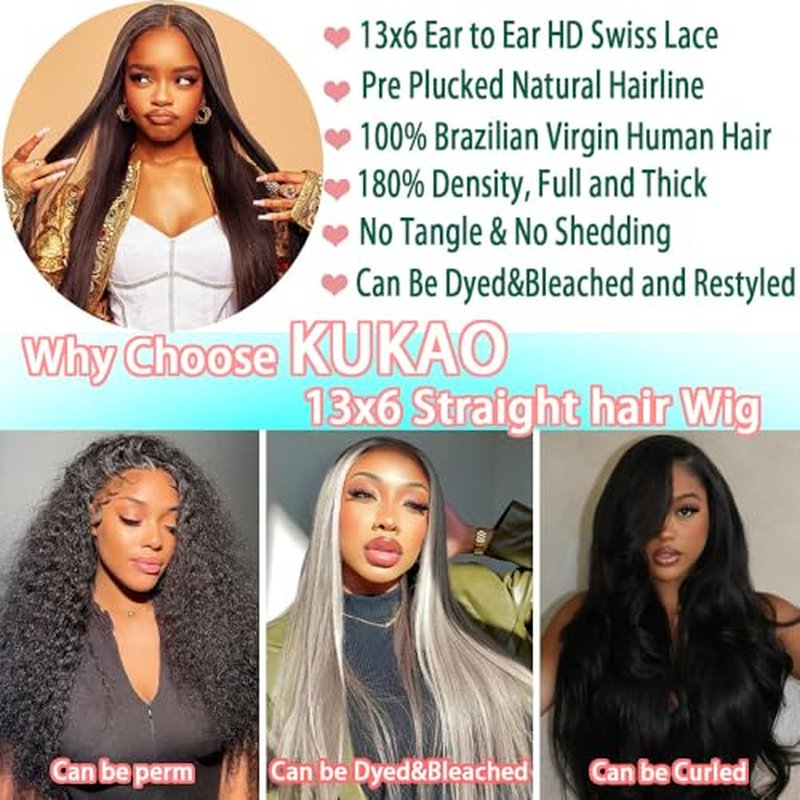 13x6 Straight Lace Front Wigs Human Hair 180 Density HD Transparent Lace Frontal Human Hair Wigs for Women Glueless Wigs Pre Plucked 20 Inch