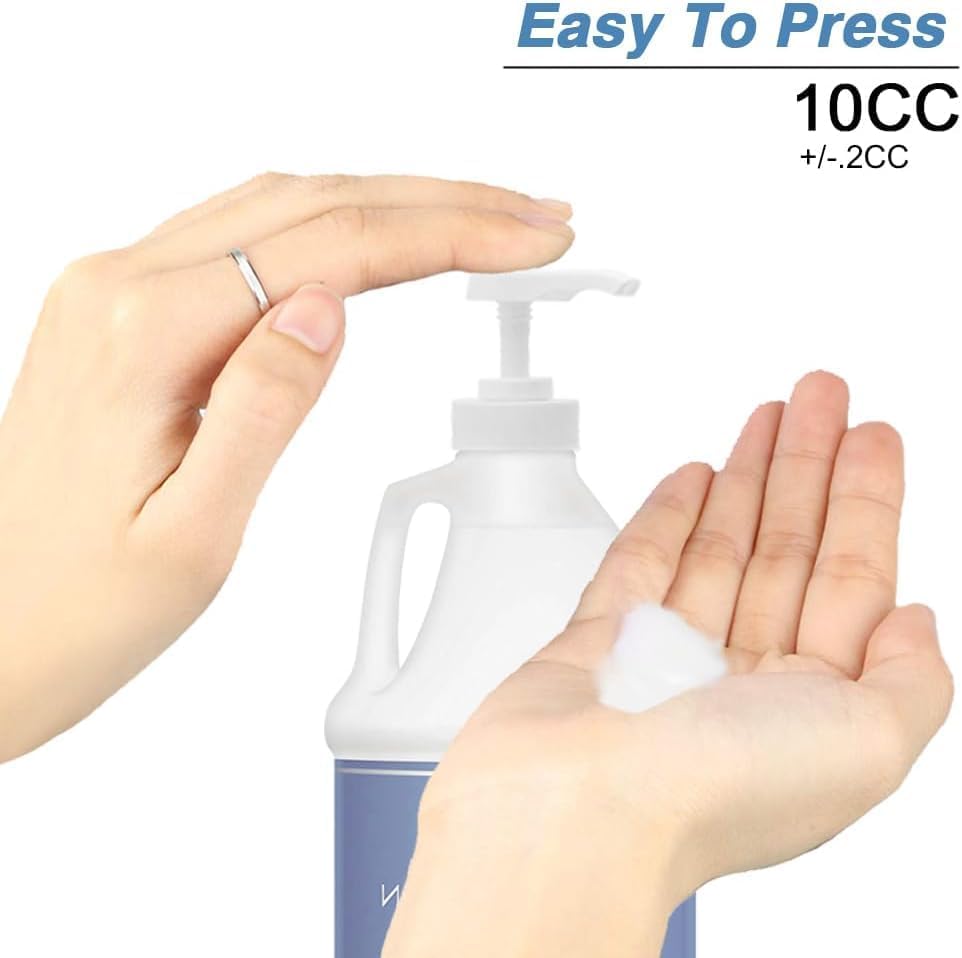 Gallon Pump Dispenser - 10cc 6-Pack for 1 Gallon Bottles | Black & White, Fits 64oz & 128oz Containers