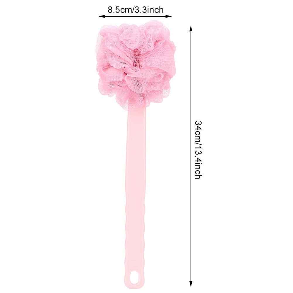 Shower Bath Brush with & Mesh Sponge, Back Scrubber with Curved Long Handle for Skin Exfoliating Bath Body Massage for Men and Women