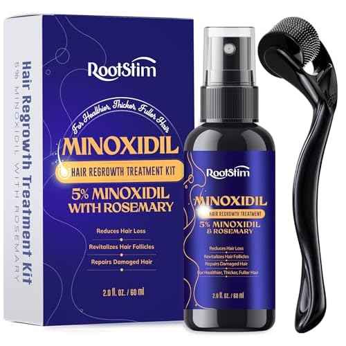 5% Minoxidil Kit for Men and Women with 0.25 mm Derma Roller ? Beard Growth Kit & Hair Regrowth Spray ? Targets Thinning Hairlines, Crowns & Patchy Beards ? 60 mL