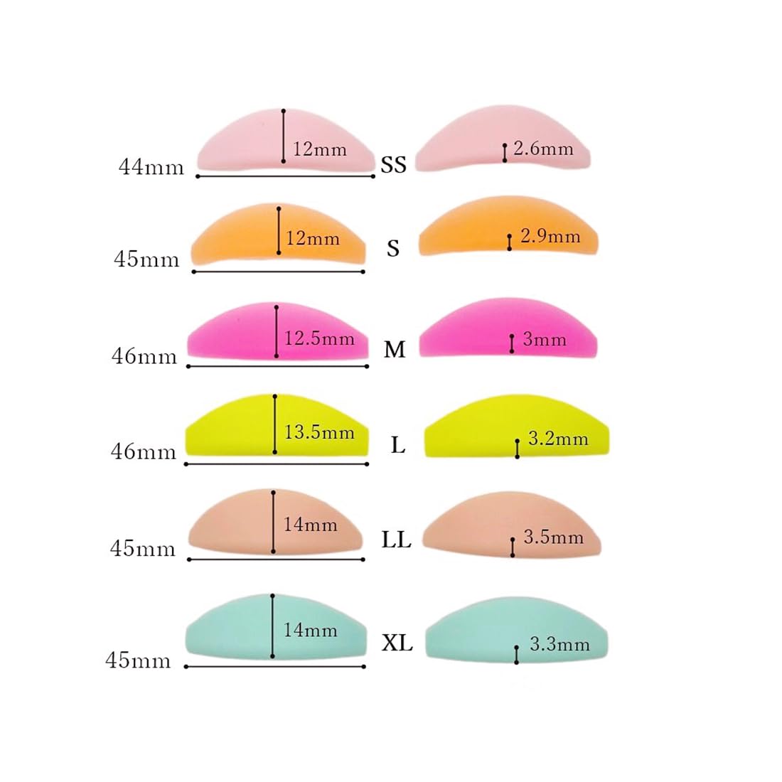 Lash Lift Shields No glue Eyelash Lifting Shield Wider Lash Lift Pads Rainbow Lami Lamination Roller LM Curler Pad Soft Eyelash Perm Rod 6 Size Air Bubble Silicone Light Weight Guard Natural Lifting