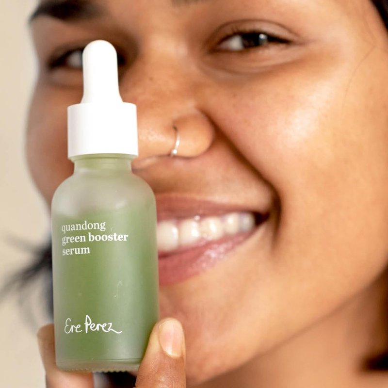 Ere Perez - Natural Quandong Green Booster Face Serum | Soothes, Balances, Hydrates, Non-Oily | Lactic Acid, Hyaluronic Acid, Chlorophyll, Spinach | Vegan, Cruelty-Free, Clean Beauty (1 fl oz | 30 mL)