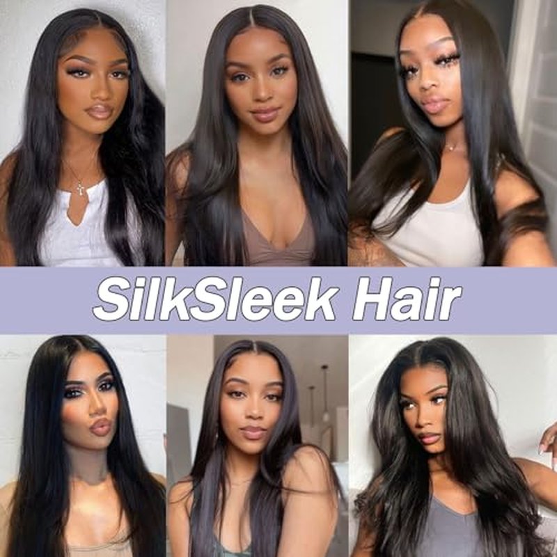 Straight Hair Bundles - 14 16 18 Inch | 100% Unprocessed Brazilian Virgin Human Hair | 3-Pack Quick Weave Bundles with Glossy Finish for Women