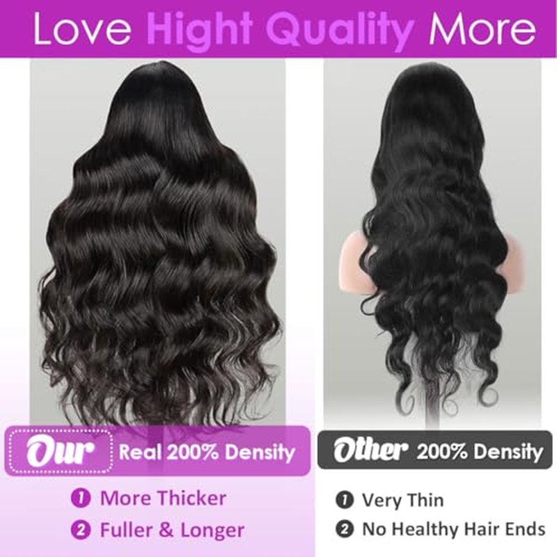 Body Wave Lace Front Wigs Human Hair 200% Density Glueless HD Transparent 13¡¿4 Lace Frontal Wigs Human Hair Brazilian Virgin Wig for Women Pre Plucked Bleached Knots with Baby Hair(24 Inch)