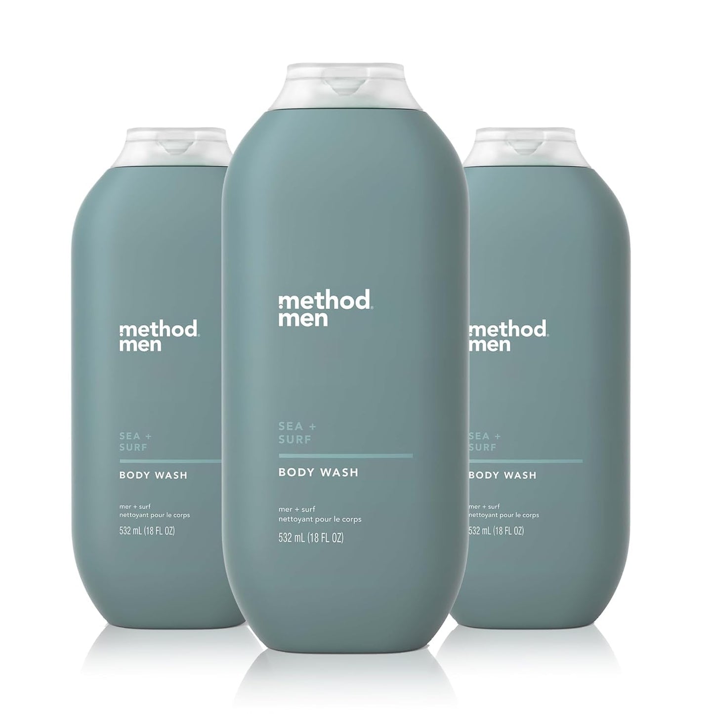 Method Men Body Wash - Sea and Surf Scent, Paraben-Free, Quick-Lathering Cleanser | 18 oz (Pack of 3)
