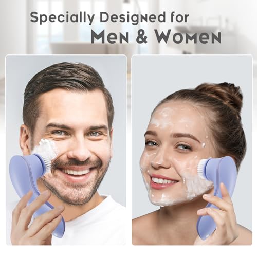 Facial Cleansing Brush Face Scrubber Exfoliator Rechargeable IPX7 Waterproof Electric Spin Cleanser Device for Exfoliating, Massaging and Deep Cleansing Removing Blackhead, Face Massaging