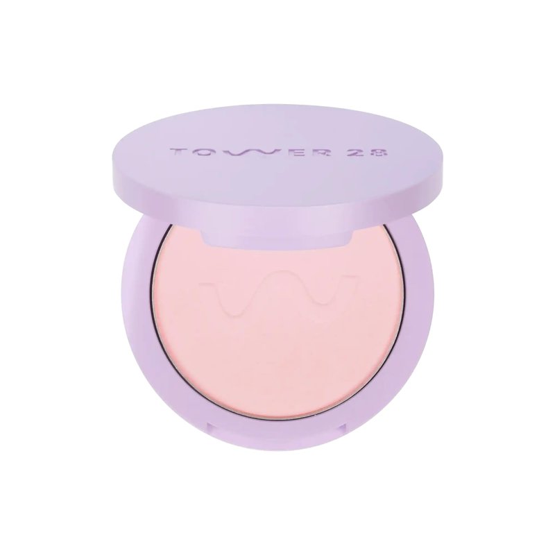 Tower 28 GetSet Pressed Setting Powder - Talc-Free Face Powder for Sensitive Skin with Kaolin Clay + Squalane - Brightens + Sets Face Makeup - Transfer/Sweat-Proof - Pink Palisades (0.35 oz)