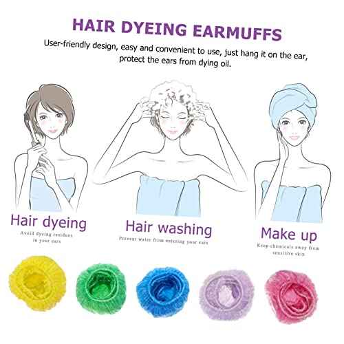 minkissy 100pcs Hair Dyeing Ear Caps Earmuffs for Bathing Sleep Hair Treatment Boys and Girls Disposal Ear Covers