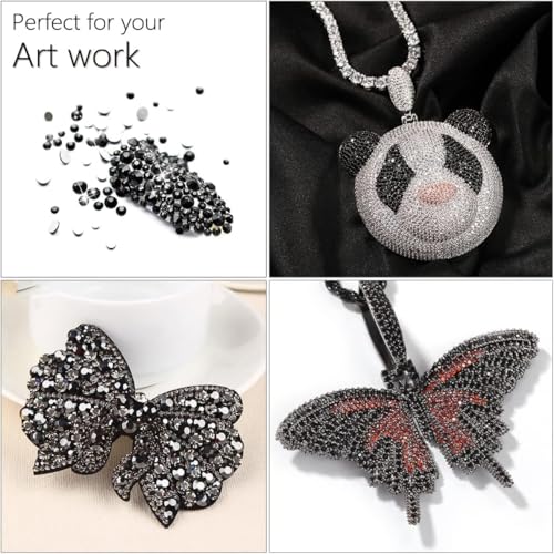 5300PCS 3mm Solid Black Resin Rhinestones for Crafting SS10 Pure Black Flat Back Jelly Resin Stones Bulk Non-Hotfix Diamonds Gems for Nails Face Eyes Makeup Tumblers Bottles DIY Crafts Decor