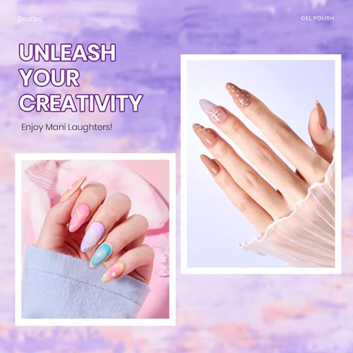 beetles Gel Polish Fall Gel Nail Polish Set Purple Orange Red Brown Black White Blue Nude Green 32 Colors All Seasons Kit with Base Glossy Matte Glitter Top Coat Gifts for Women Fingertips Canvas