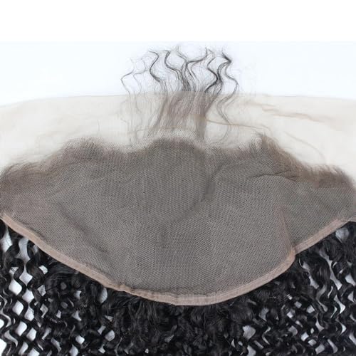 Dreambeauty Transparent Lace Color 13¡¿6" Lace Frontal Closure Kinky Curly Free Part Brazilian Remy Human Hair Pre-Plucked Natural Hairline Lace Frontal Closure with Baby Hair Natural Color (20 Inch)