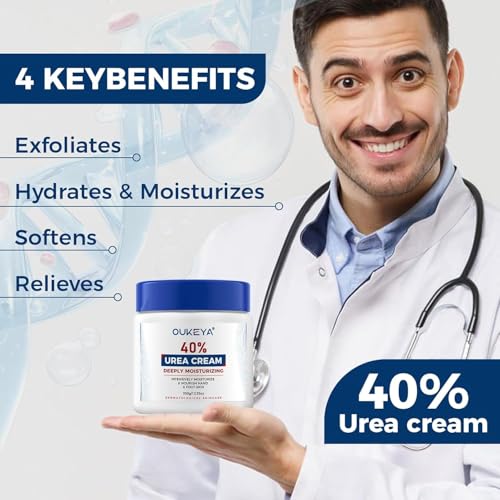 OUKEYA Urea Cream 40 Percent, Foot & Hand Cream for Dry Cracked, Urea Lotion for Feet Maximum Strength(12.35Oz X 2 Packs)