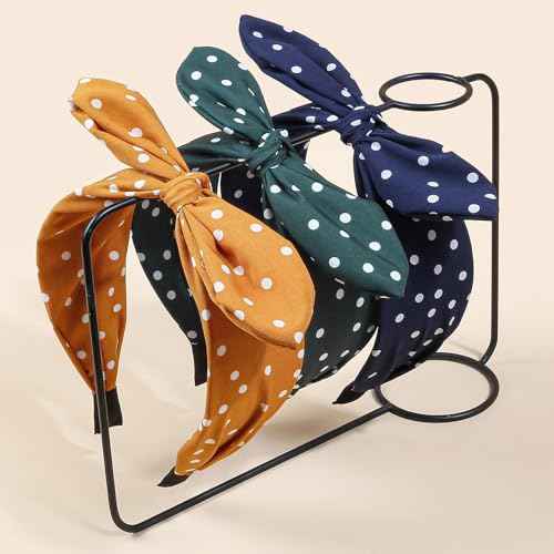 6pcs/set Polka Dot Bow Headbands Vintage Retro Bunny Ears Hair Hoop Wide Knot Style Hairband Fashion and Versatile Hair Accessories for Women Girl