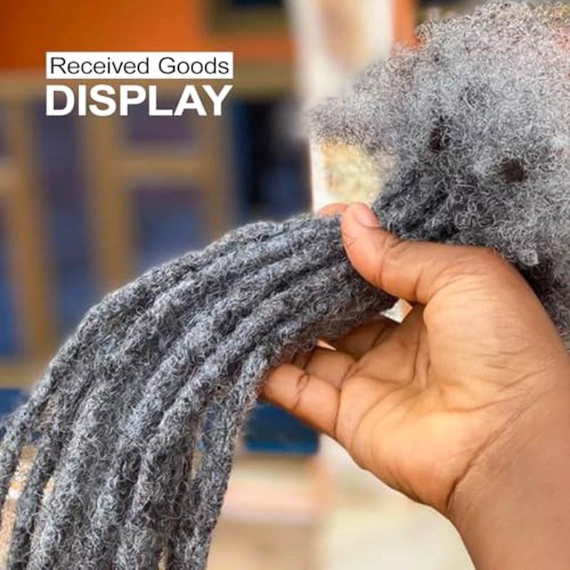 Salt and Pepper Loc Extensions Human Hair 0.6cm 8 Inch 60 Strands Nature Grey and Black Dreadlock Extensions Real Human hair for Women/Men/Kids Full Handmade Permanent Butterfly Gray locs
