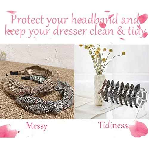 Yesland 2 Pack Acrylic Headband Holder - Clear Headband Organizer Display Stand for Girls - Hairband Rack Storage Holder for Hair Clasp, Bangles, Teen Girl, Women
