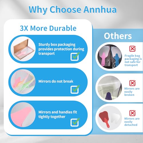 Annhua Handheld Mirrors with Handle Small Face Mirror, Tooth Shaped Hand Mirror Makeup, Used for Dentist Office, Clinic, Bathroom, Barber and Salon - White
