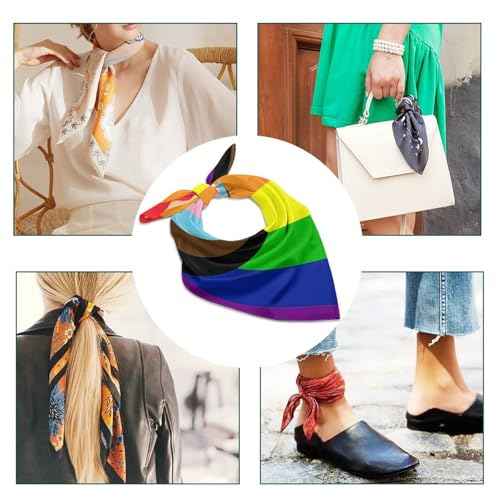Agender Pride Flag Bandana for Men Women Square Headscarf Handkerchief Silk Neck Scarf Headbands Headwrap