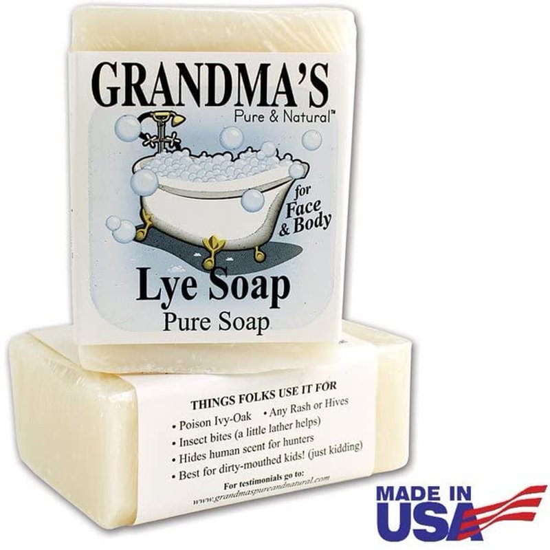 Pure Lye Soap Bar - 6.0 oz Unscented Face & Body Wash | No Detergents, Dyes, or Fragrances - 4 Pack