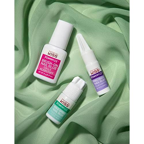 KISS PowerFlex Maximum Speed Nail Glue - Fast Drying Adhesive for Glue-On Nails & Repairs with Nozzle Tip Applicator, Ideal for Tips & Wraps, Net Wt. 0.10 oz (3g)