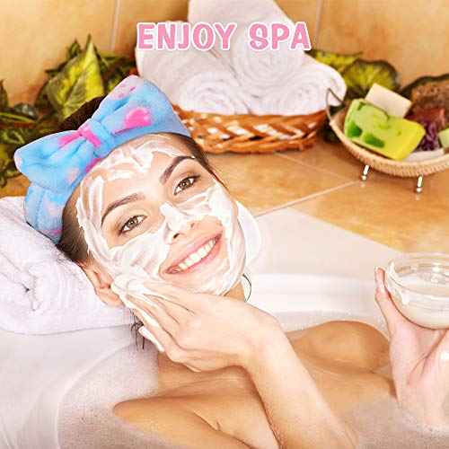 UMIKU 8 Pack Stocking Stuffers For Women Teen Girls Spa Headband for Women Facial Makeup Headband Soft Coral Fleece Bow Hair Band Party Favors for Washing Face Mask Spa Christmas Gifts For Woman Adult
