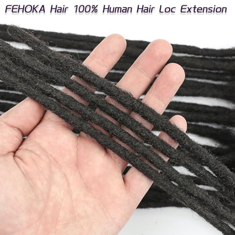 0.4cm 18 Inch Human Hair Dreadlock Extensions 30 Strands Loc Extensions Real Human Hair Natural Black for Women Men Kids Full Handmade Permanent Human Hair Locs Can Be Dyed and Bleached