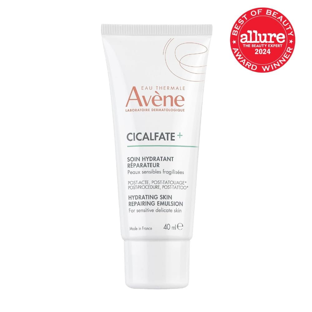 Avène Cicalfate+ Hydrating Skin Recovery Emulsion - 24HR Moisture for Post-Procedure & Tattoo Care | 1.3 Fl Oz