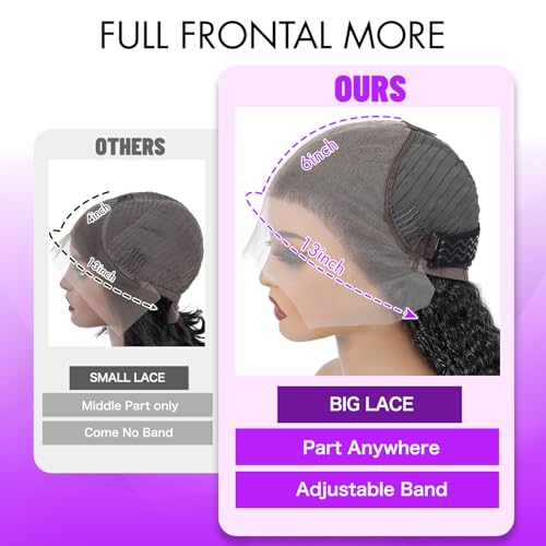 28 Inch Deep Wave Lace Front Wigs Human Hair Pre Plucked 13x6 HD Lace Front Wigs Human Hair 200 Density 13x6 Lace Frontal Deep Wave Wig Natural Color Glueless Deep Curly Wig for Women