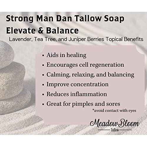 EST'D 2004 HC Meadow Bloom Tallow Bar Soap - Tea Tree & Juniper 2 Pack - Made with All Natural 100% Grass Fed Tallow Handmade Soap Bar - Great for Face or Body Soap