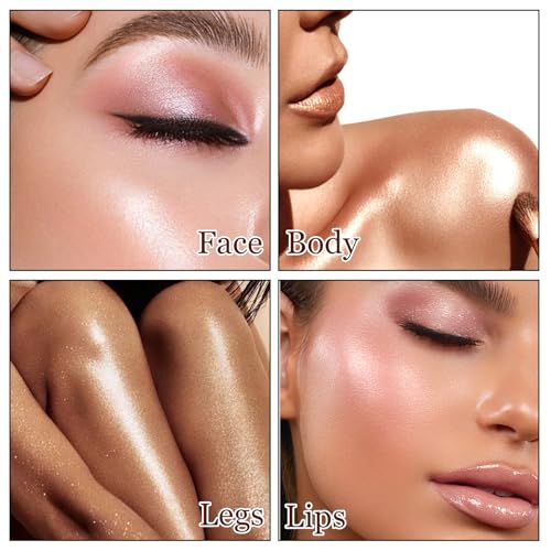 Liquid Highlighter Makeup, Long Lasting Multifunctional Luminous Glow Stick, Sparkly Glitter Body Face Shimmer Liquid Luminizer Sticks, Waterproof, Smooth, Blendable Cream Illuminator 03#