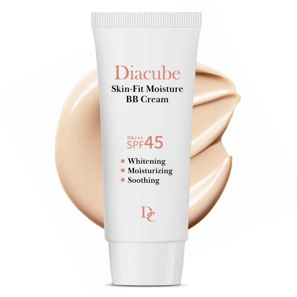 DIACUBE Skin-Fit Moisture BB Cream With SPF 45 PA+++ 1.76 Fl Oz, Natural Beige: Perfect for Light to Medium with Neutral Skin Tones, Blemish Coverage, Long-Lasting Tinted Moisturizer, K-Beauty