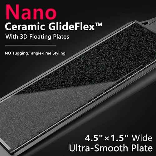 Ceramic Flat Iron Hair Straightener with 3D Floating Plate,Hair Iron Straightener with 15 Temps for Thick Hair | Ergonomic Silicone Handle | LCD Display | Dual Voltage (1 1/2 in)