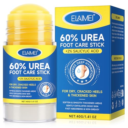 60% Urea with 2% Salicylic Acid Urea Foot Care Stick, Heel Stick for Cracked Feet, Foot Care Cream Moisturizer for Dry Cracked Feet, Knees, Elbows, Hands, Foot Lotion Stick -1.41oz