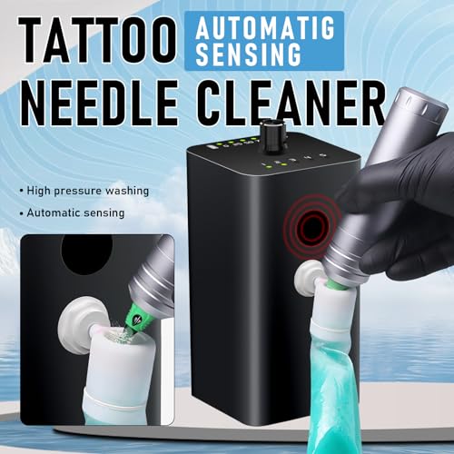 Tattoo Needle Cleaner Ink Washer,Automatic Sensing,Tattoo Cartridge Needles Cleaning Machine,Rinse Tattoo Needle Cartridges Ink,Tattoo Supplies,Suitable for Tattoo Beginners and Artists (PINK)