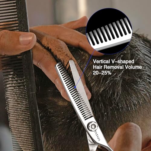 YASAKA 6 Inch Professional Hair Thinning and Cutting Shears Kit,Barber Shears,Cobalt Stainless Scissors,Sharp Razor Edge Barber Hair Scissors, Ergonomic Grip Design for Hair Salon or Home Use