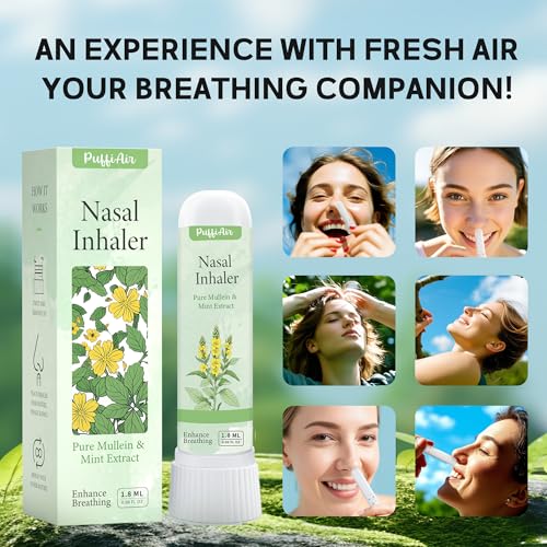 Herbal Diffuser Pen with Extracts of Mullein/Thyme/Mint 600 Uses and Nasal Stick Pure Mullein & Mint Extract? Boost Focus, Reduce Fatigue & Stuffy Noses Instant Refreshment