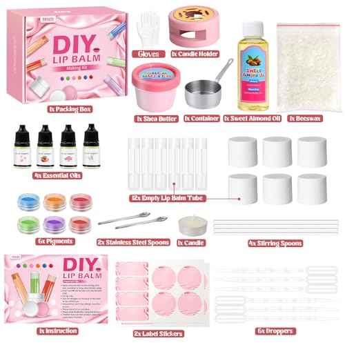 TSVATE DIY Lip Balm Kit, 47pc Multi-Flavor & Multicolored Lip Balm Making Set for Kids
