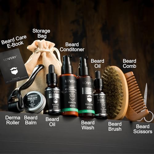 Christmas Gifts for Men Beard Grooming Kit, Gifts for Dad, Holiday Gift Beard Kit Set with Beard Oil, Balm, Wash, Brush, Comb & More, Mens Gifts for Him, Birthday Boyfriend Husband Man