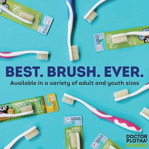 MOUTHWATCHERS Dr Plotkas Soft Bristle Flossing Toothbrush Manual Soft Toothbrush for Adults, Ultra Clean, Good for Sensitive Teeth and Gums, Variety 4 Pack, Colors May Vary