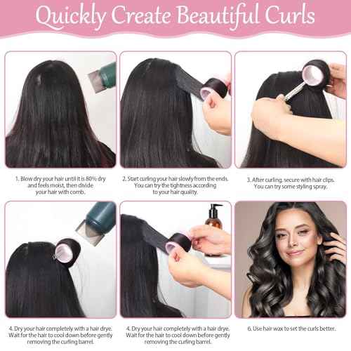 Obeoby 50 Pcs in 1 Pack 4 Sizes Hair Rollers with Gift Makeup Bag, 24 Pcs Self Grip Rollers and Clips, Comb, 25/36/48/60 mm Curlers for Volume Medium Long Hair