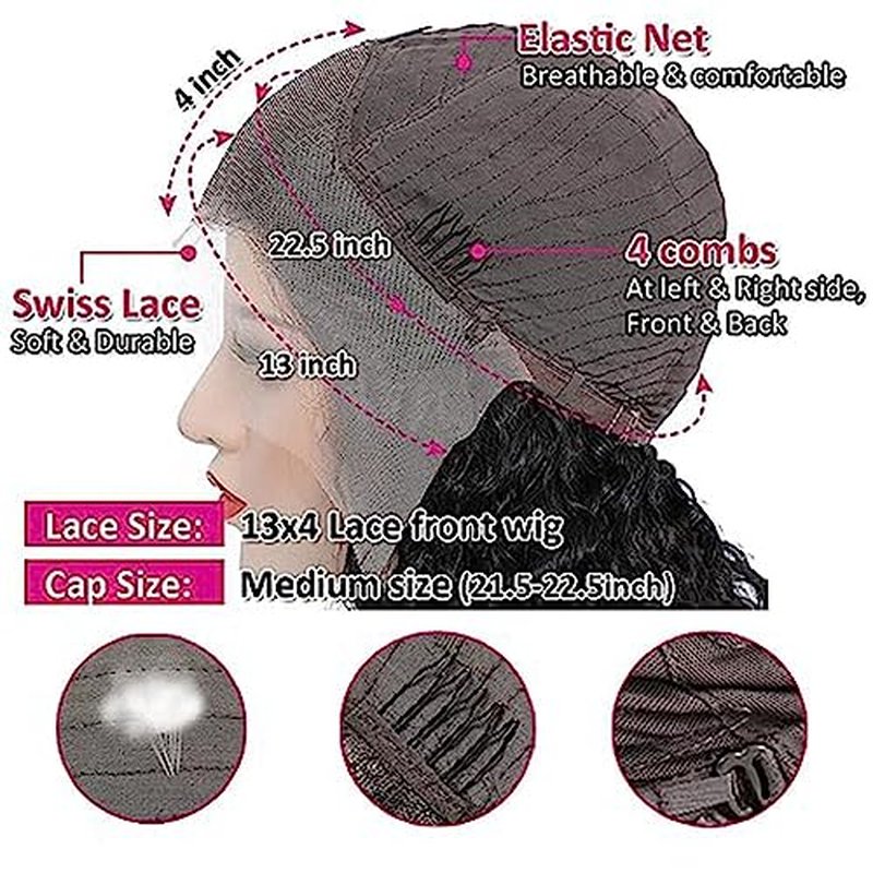 Glueless Wigs Human Hair Pre Pluck 180% Density 13x4 Wet and Wavy Water Curly HD Lace Front Wigs Human Hair Pre Pluck with Baby Hair Wigs for Black Women (28inch£©