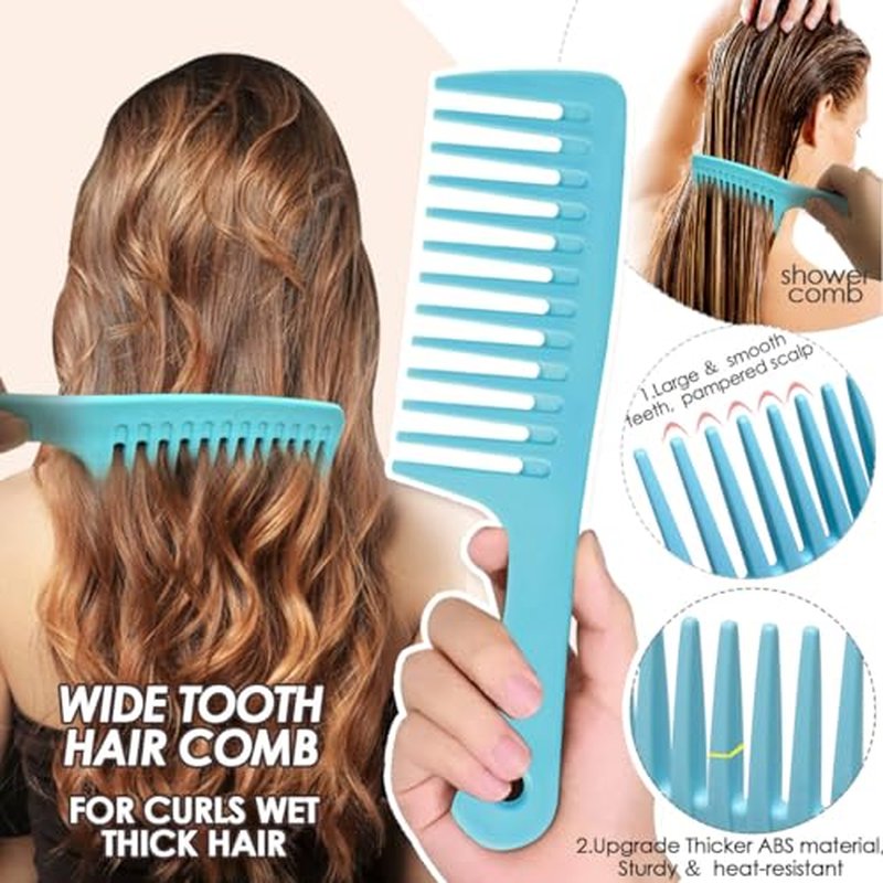 Hair Combs for Women Men, Large Wide Tooth Comb, Fine Tooth, Rat Tail Comb, Comb Set for Wet Curly Thick Thin Hair Styling Detangling (6 PCS)