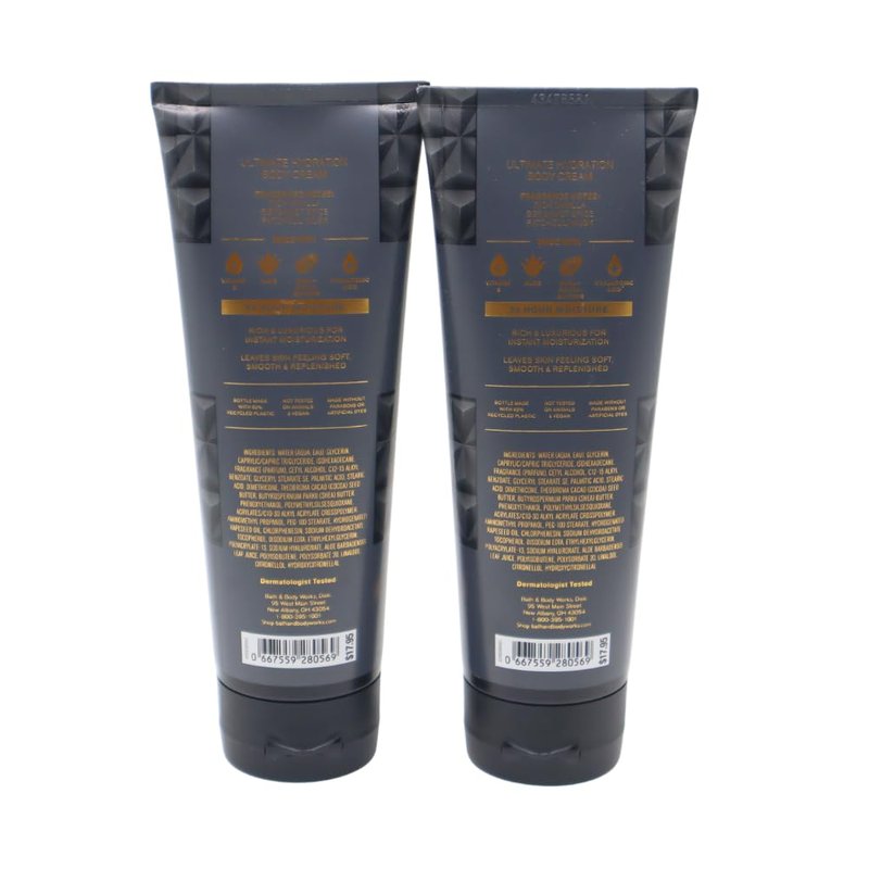 Bath & Body Works VANILLA NOIR Men's Collection Ultimate Hydration Body Cream Gift Set with a Red Bow for Holidays - Pack of 2