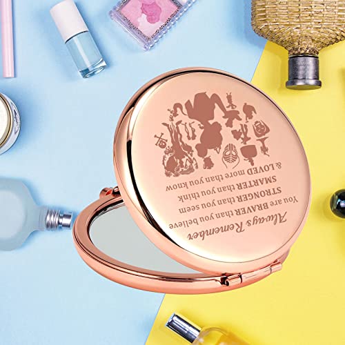 KEYCHIN Frog Princess Pocket Mirror Princess Fairytale Fans Gifts Always Remember You are Braver Stronger Smarter Than You Think Compact Makeup Mirror (Frog Princess-RG)