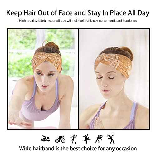 Artilady 6 Pack Boho Headbands for Women - Wide Bandana Headband Non Slip Stretchy Cheetah Paisley Print Turban Headwarp Twisted for Girls