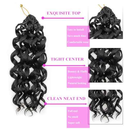 18 Inch Pre Looped Crochet Hair for Black Women - Gogo Curl/Beach Curl/Ocean/Water/Deep Wave Crochet Hair 8 Packs, Synthetic Hair Tangle-Free Natural Look Curly Hair Extensions (1B)